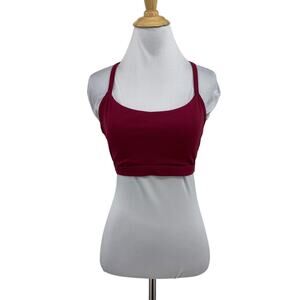 Fabletics Sports Bra Womens S/M Wine Portia Padded Mesh Panel Racerback Stretch